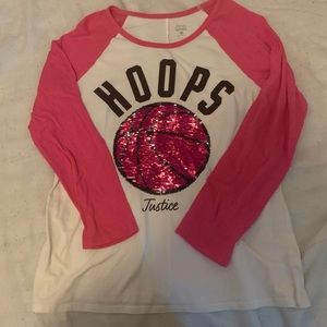 Justice long sleeve glitter basketball Tee